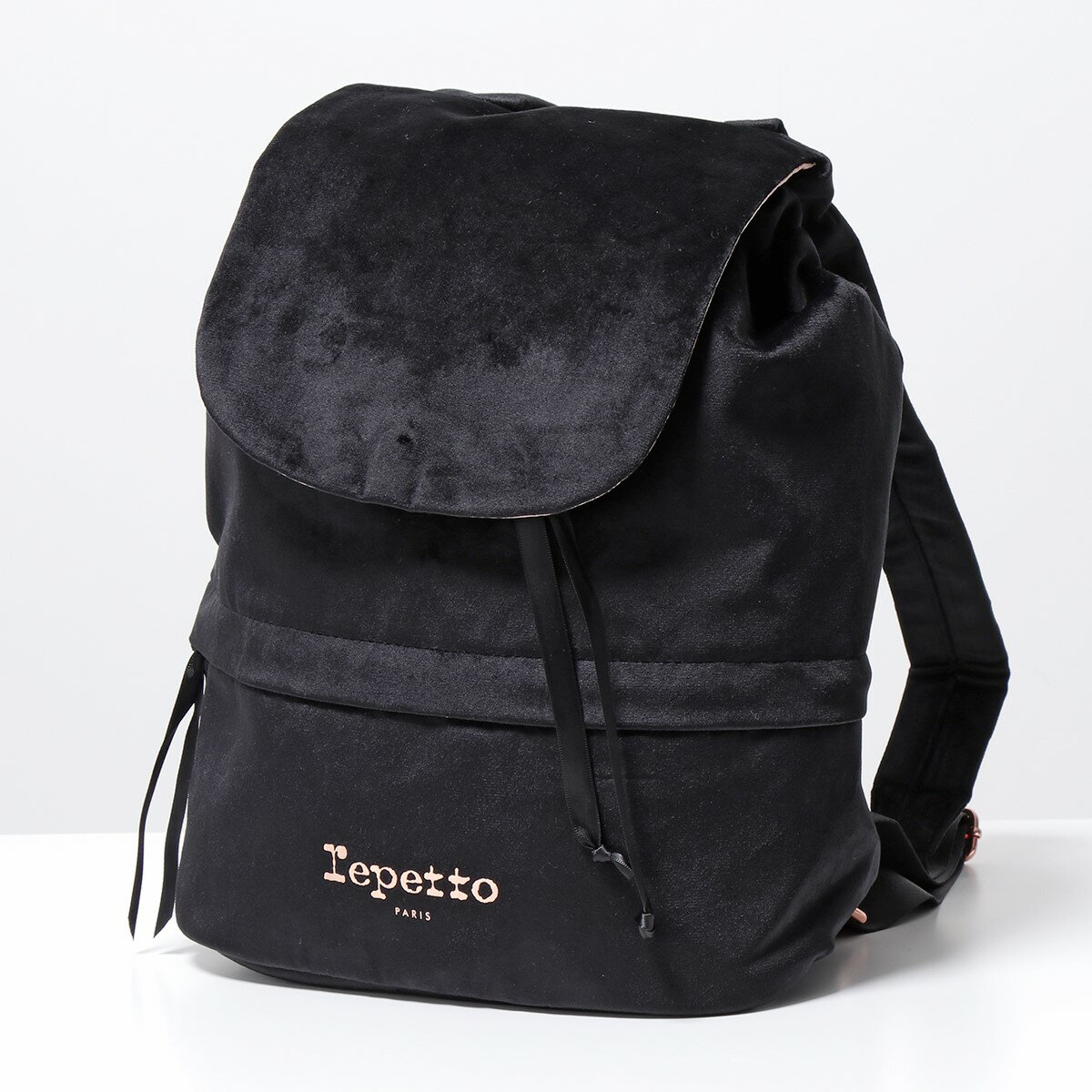 repetto レペット バックパック Aurore Bag B0371V レディース リュック ロゴ ベロア ベルベット 鞄 410/Noirのサムネイル