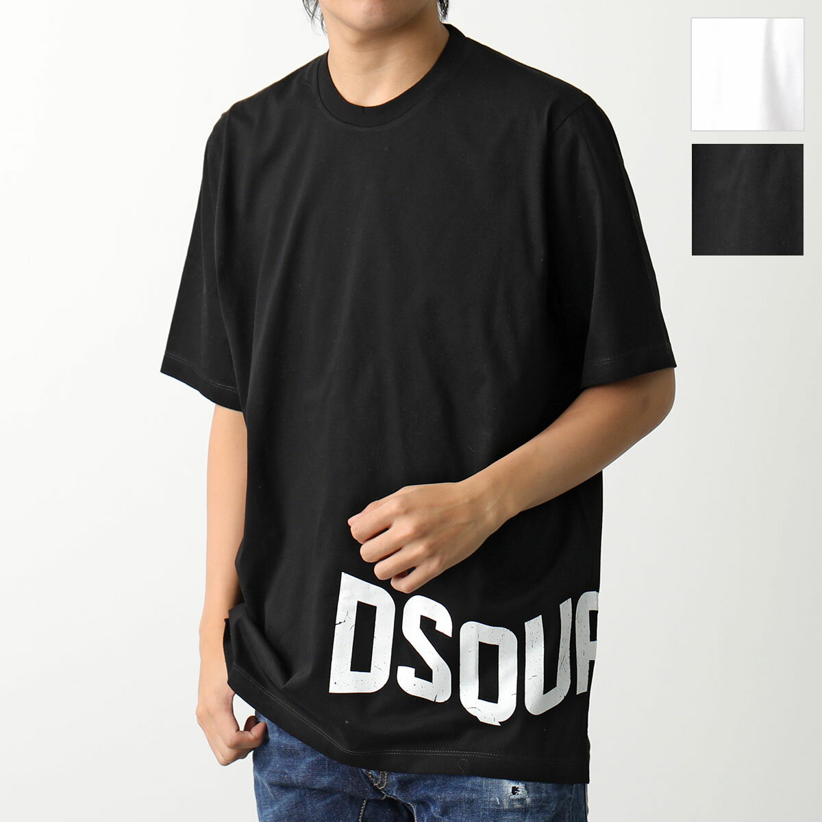 DSQUARED2 ディースクエアード Tシャツ SLOUCH T-SHIRT S74GD1090 S23009 メンズ 半袖 カットソー ロゴT コットン クルーネック オーバーサイズ カラー2色