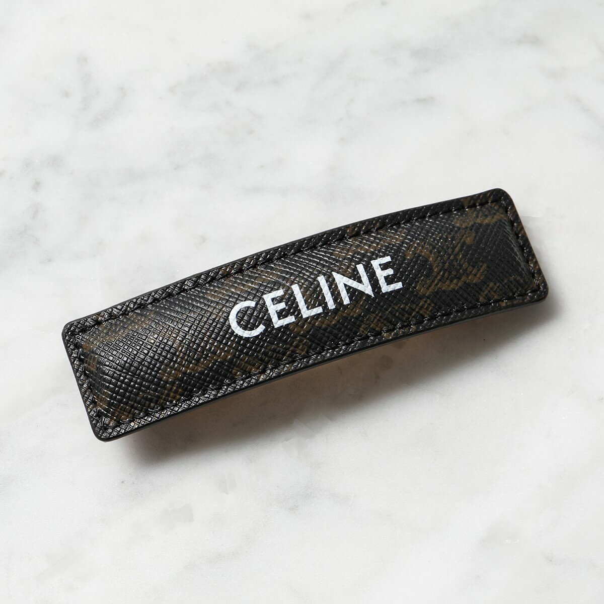 CELINE セリーヌ ヘアクリップ TRIOMPHE トリオンフ 46Z962TSC.04GT レディース ヘアピン キャンバス ロゴ レザー ヘアアクセサリー GOLD/TANのサムネイル