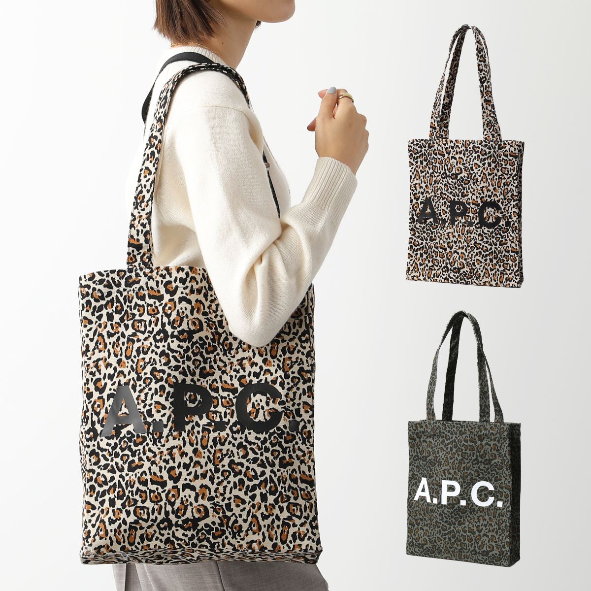 APC A.P.C. アーペーセー トートバッグ tote lou COGAH M61442 レディース レオパード ロゴ コットンキャンバス 鞄 カラー2色のサムネイル