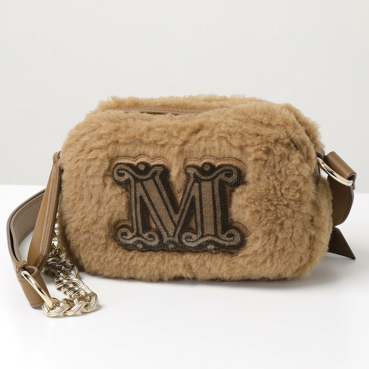 MAX MARA マックスマーラ ショルダーバッグ TCAMERA レディース TEDDY テディ ロゴ シルク混キャメル エコファー 鞄 001のサムネイル