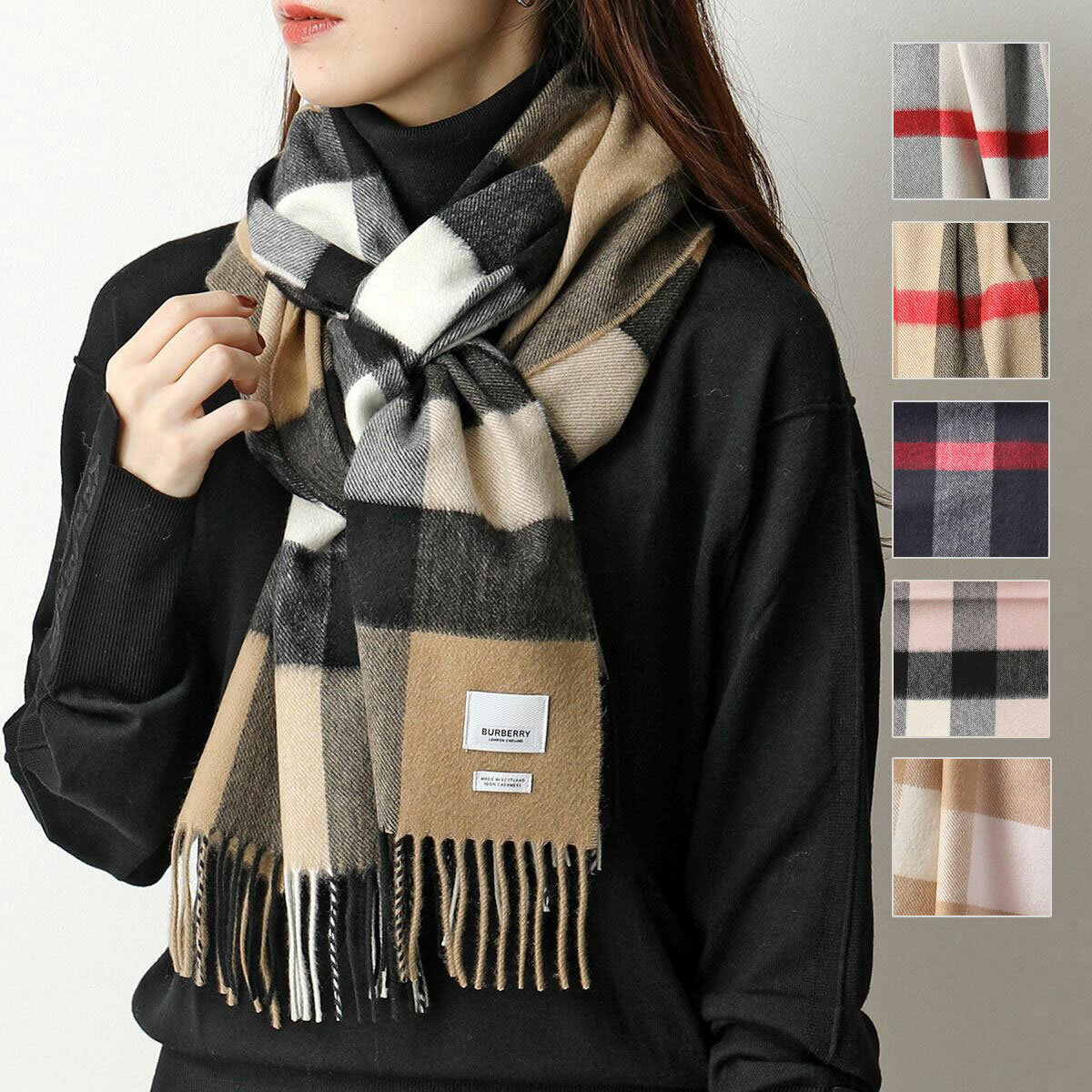 BURBERRY バーバリー マフラー HALF MEGA CHECK CASHMERE SCARF レディース チェック カシミヤ ストール スカーフ フリンジ カラー4色