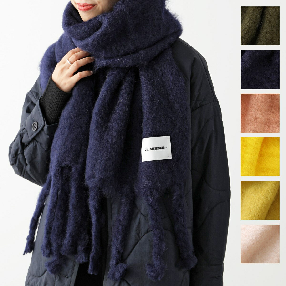 JIL SANDER+ ジルサンダー プラス マフラー 180×40 EZCARAY MOHAIR レディース モヘア フリンジ ロゴラベル ストール 大判 カラー6色のサムネイル