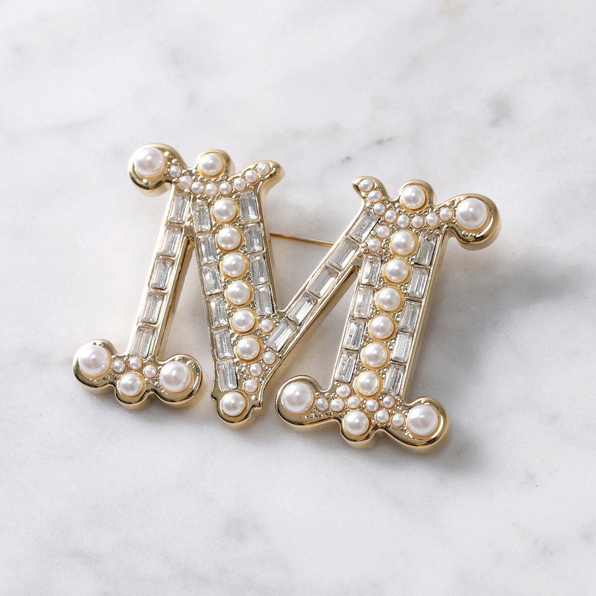 MAX MARA マックスマーラ ブローチ BATHP レディース ピンバッチ アクセサリー パール クリスタル ロゴ 001のサムネイル