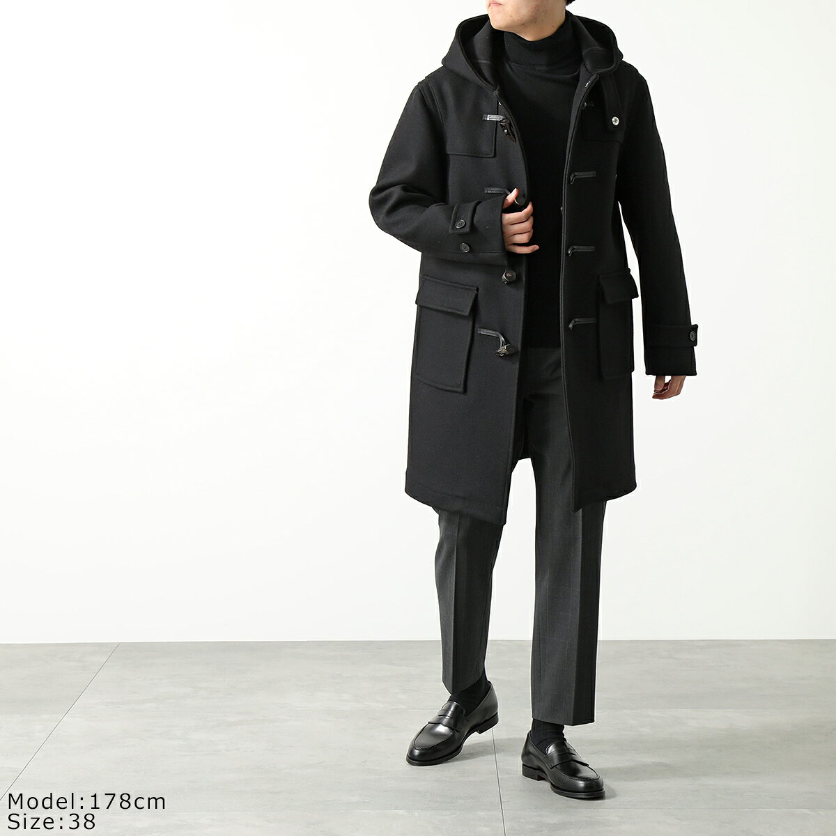 WEIR SHORT ダッフルコート ブラック（2/3）