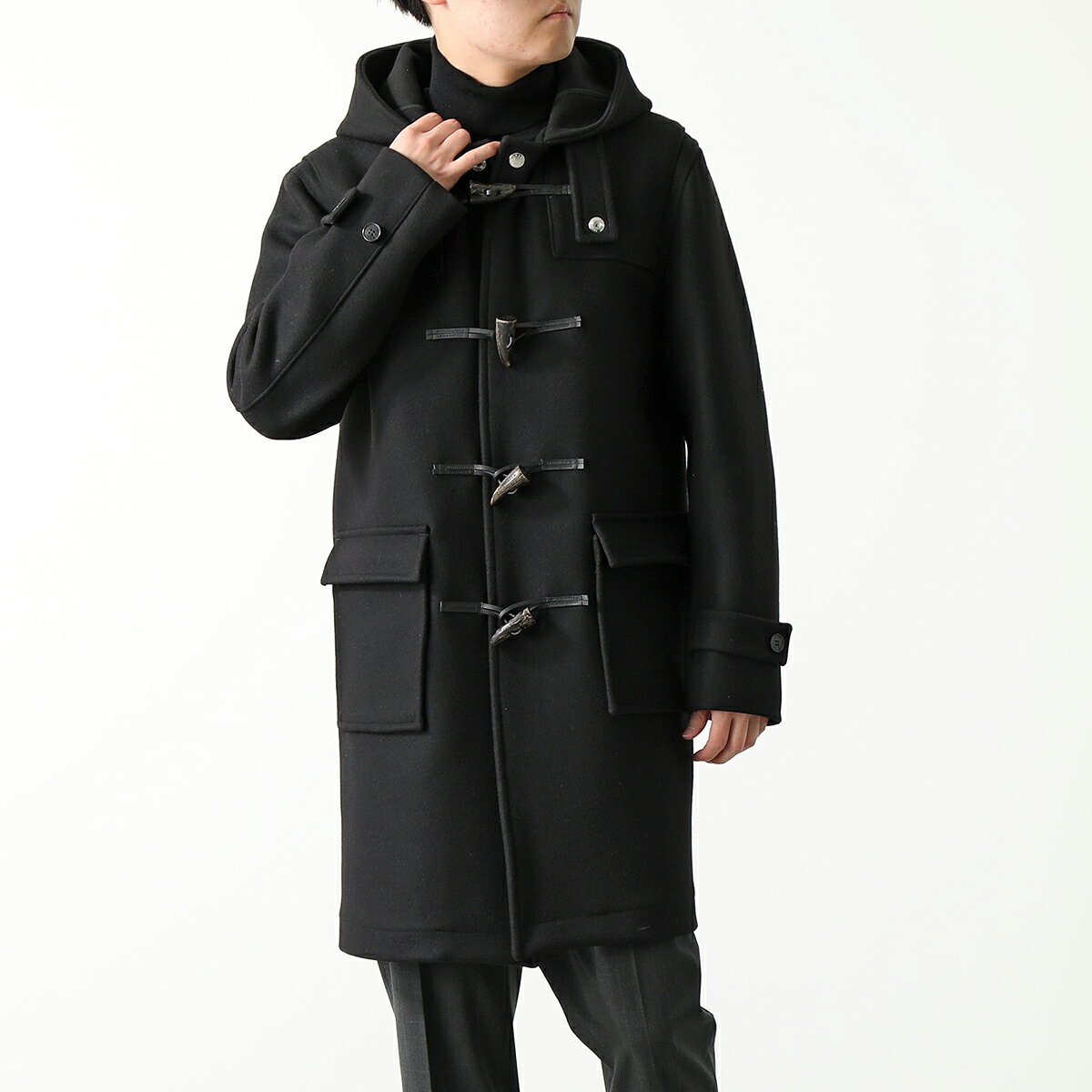 WEIR SHORT ダッフルコート ブラック（3/3）