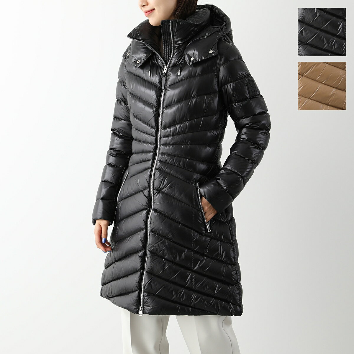 MACKAGE マッカージュ ダウンコート CAMEA レディース セミロング丈 ナイロン ロゴ フード付き 撥水 軽量 カラー2色のサムネイル