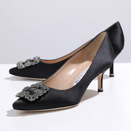 マノロブラニク MANOLO BLAHNIK マノロブラニク パンプス HANGISI FMC SATIN 050 ハンギシ サテン 5cm 9XX 0661 レディース ジュエルバックル ハイヒール 001/BLCK 靴【po_fifth】