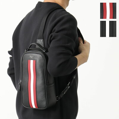 BALLY バリー スリングバッグ MALIKHO メンズ ベルトバッグ クロスボディバッグ レザー バリーストライプ メタルロゴ 鞄 BLACK/F006