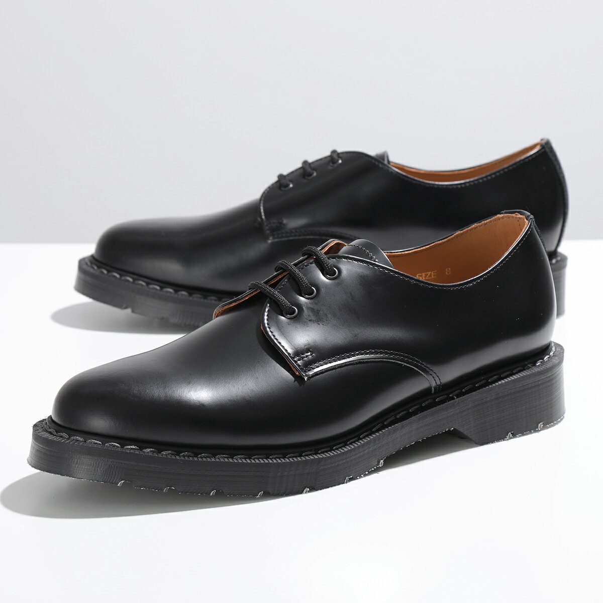 SOLOVAIR ソロヴェアー レザーシューズ 3 Eye Gibson Shoe S3-995-BK-G メンズ 3ホール ギブソンシュー プレーントゥ Fフィット 靴 BLACK