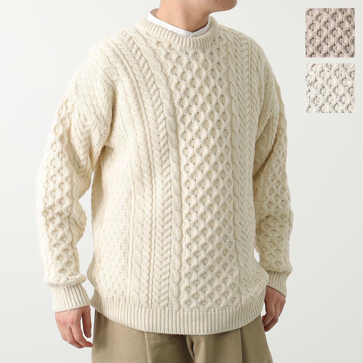 Aran Woollen Mills アランウーレンミルズ セーター Traditional Aran Sweater A823 メンズ ニット クルーネック メリノウール 長袖 カラー3色