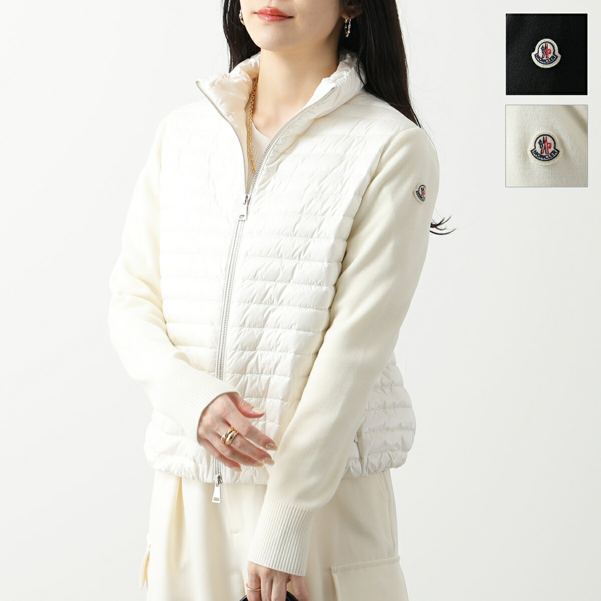 MONCLER モンクレール ダウン カーディガン Padded Wool Cardigan 9B00017 M1131 レディース ニット ウールカーディガン ナイロン ロゴ カラー2色のサムネイル