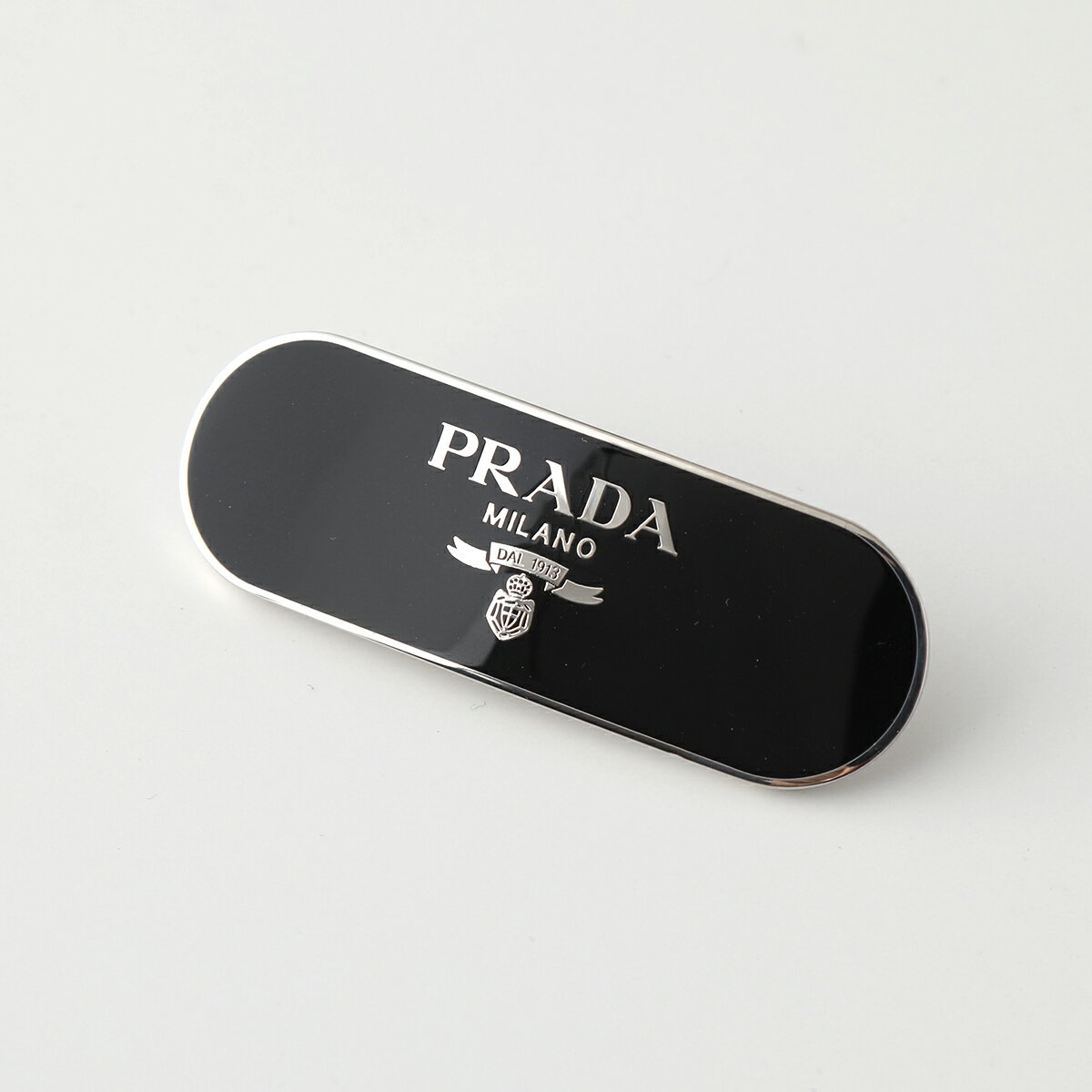 【訳有】PRADA プラダ バレッタ 1IF022 2BA6 レディース ヘアアクセサリー ヘアクリップ ヘアピン ロゴメタルプレート F0002/NEROのサムネイル