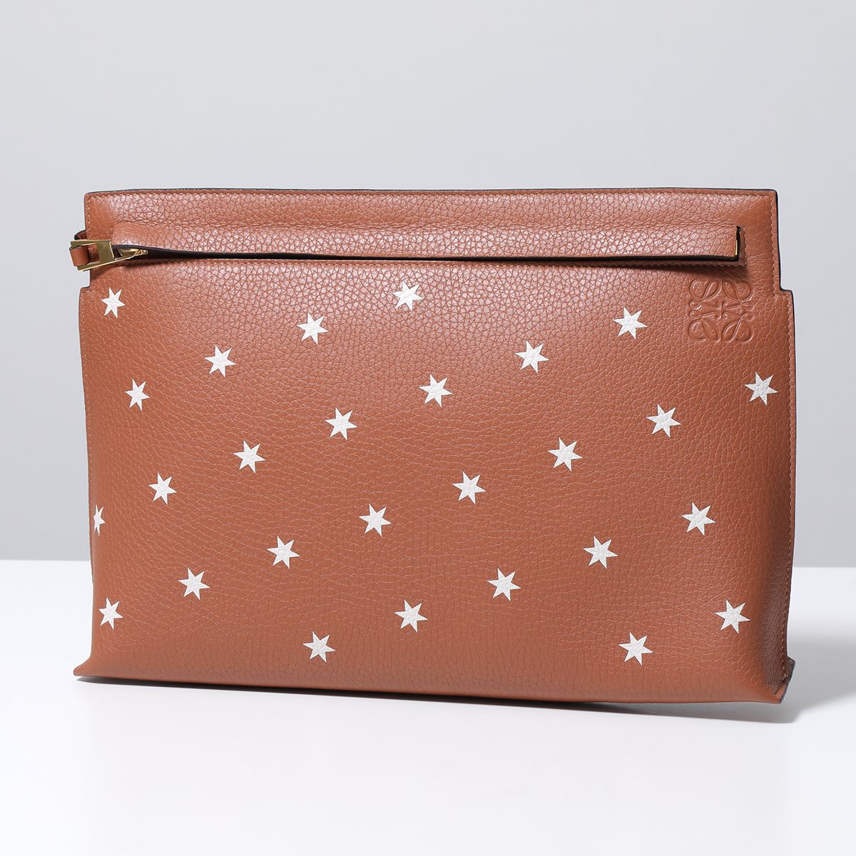 ロエベ バッグ（レディース） LOEWE ロエベ クラッチバッグ T POUCH INTARSIO STARS インタルシオスターズ 199.41.K05 レディース アナグラム レザー 星 スター ポーチ 鞄 2912/TAN-WHT【po_sannn】