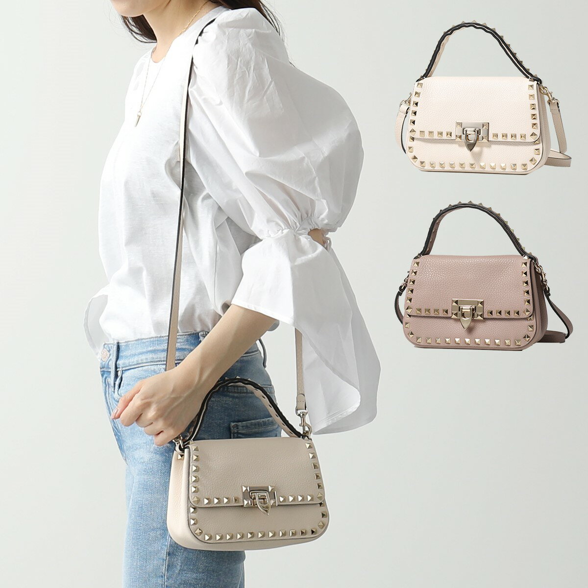 VALENTINO ヴァレンティノ ハンドバッグ XW2B0I52VSF レディース ロックスタッズ レザー スモール ショルダーバッグ 鞄 カラー2色のサムネイル