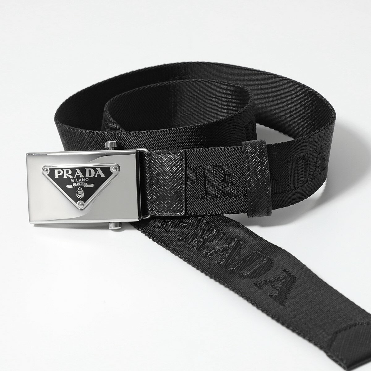 PRADA プラダ ベルト 2CN085 2DKF レディース ロゴ ジャガード トライアングルロゴ ナイロン F0002/NERO