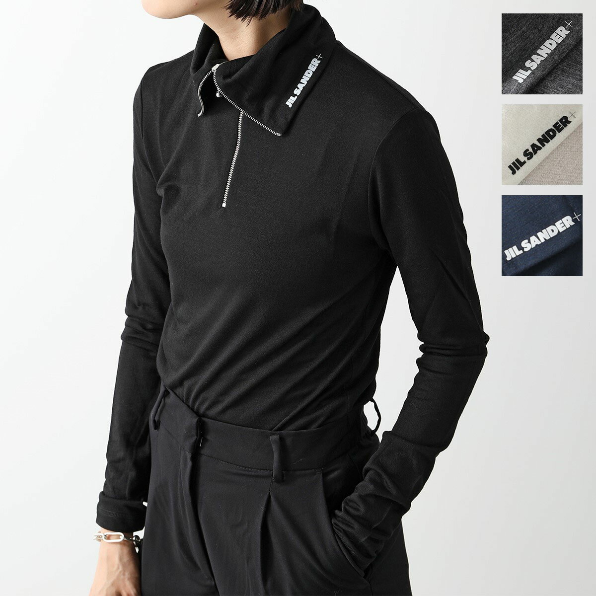 JIL SANDER+ ジルサンダープラス カットソー J40GC0021 J70021 レディース ハーフジップ セーラーカラー ハイネック ウール混 ロゴ 長袖 ロンT カラー3色のサムネイル