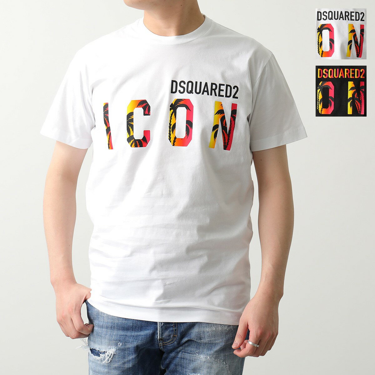 DSQUARED2 ディースクエアード 半袖 Tシャツ ICON SUNSET COOL S79GC0065 S23009 メンズ ロゴ ロゴT サンセット コットン クルーネック カラー2色