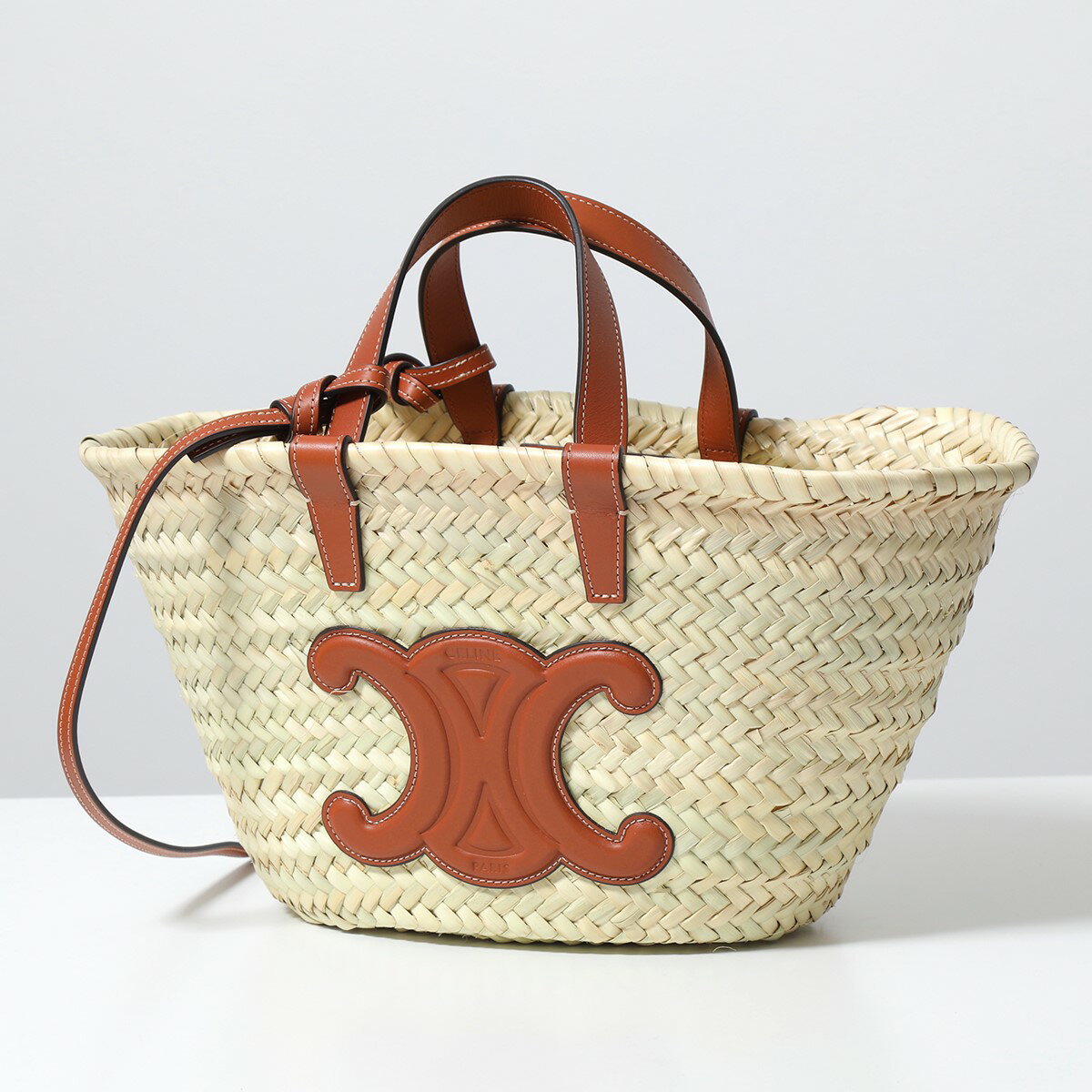 CELINE セリーヌ かごバッグ Teen Triomphe ティーン トリオンフ 194002EFA.04LU レディース クラシック パニエ ラフィア×レザー ハンドバッグ 鞄 Tanのサムネイル