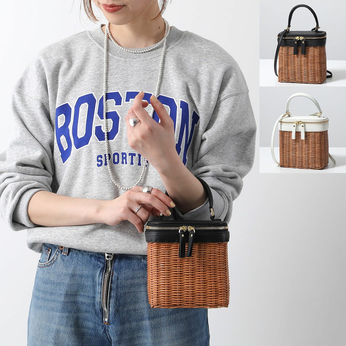 【ポイント10倍対象 7/10限定】BAGMATI バグマティ ショルダーバッグ BBK23 SS02 レディース かごバッグ ハンドバッグ バニティ ウィッカー×レザー 鞄 カラー2色【cp_fifte】【tenn】のサムネイル