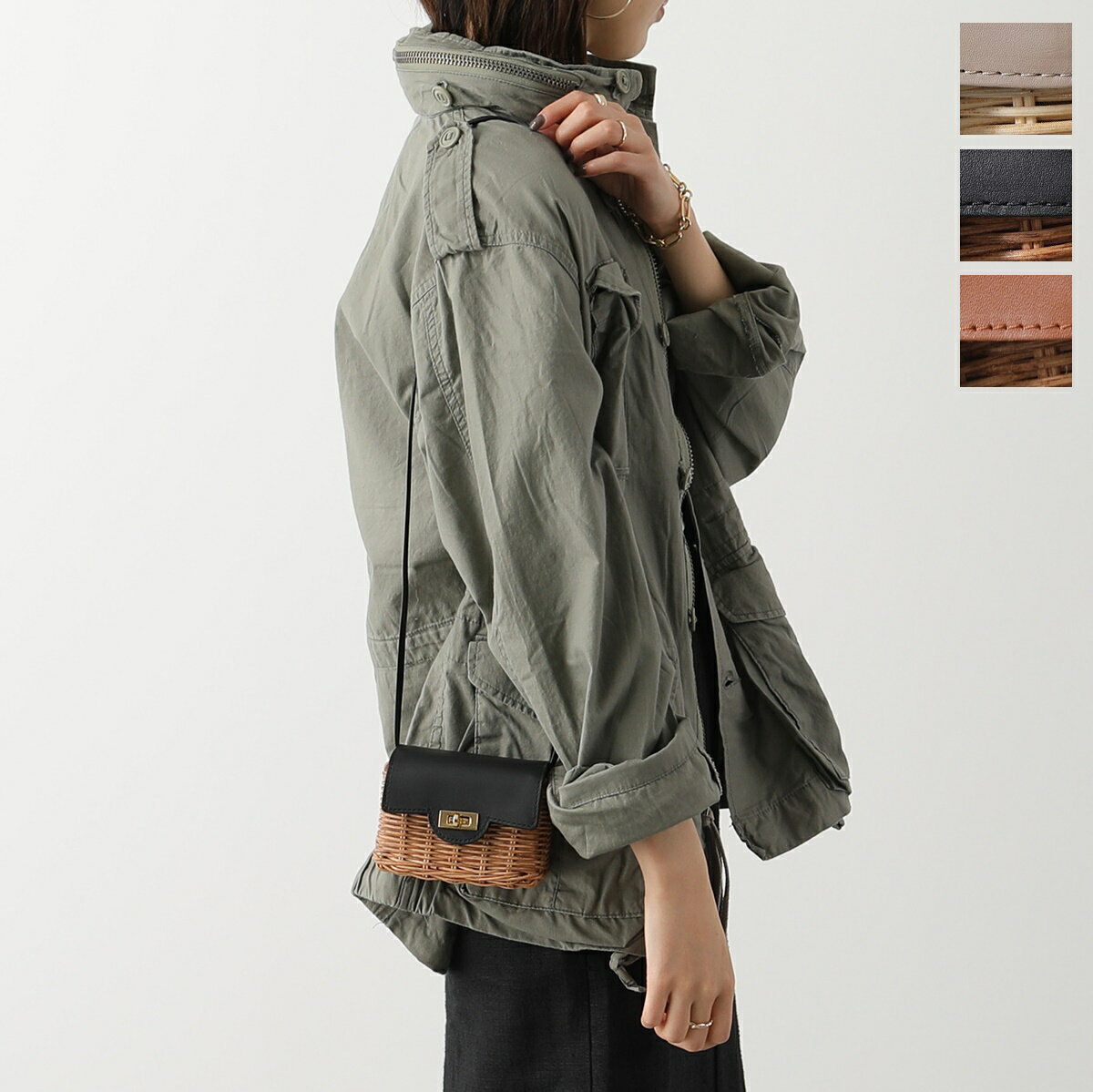 BAGMATI バグマティ ショルダーバッグ BBK22 AW04 レディース クロスボディバッグ かごバッグ ポシェット ウィッカー×レザー 鞄 カラー3色【po_fifth】のサムネイル