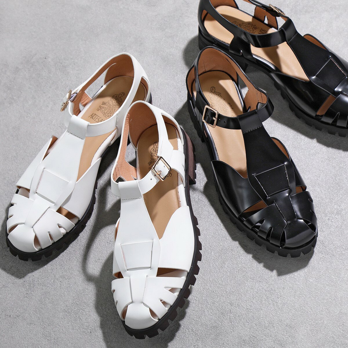 ARTESANOS アルテサノス グルカサンダル NSH613-1 FLORENTIC レディース レザー ストラップ 編み込み シューズ 靴 カラー2色のサムネイル