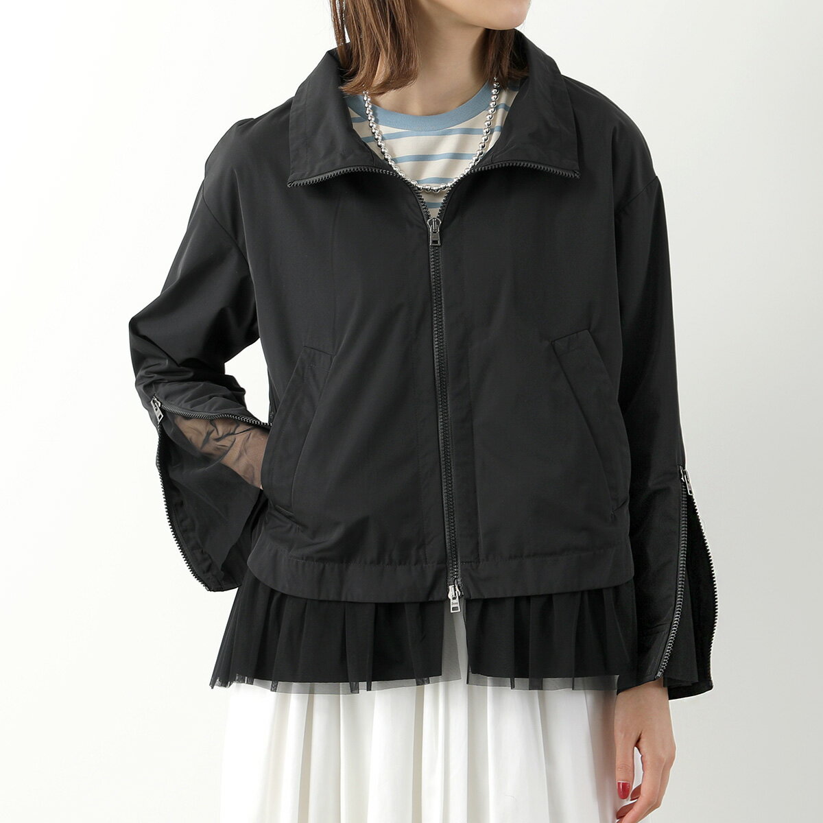 HERNO ヘルノ ジャケット GI000207D 12491 レディース チュール ジップアップ 撥水 ナイロン ハイカラー スタンドネック ブルゾン 9300のサムネイル