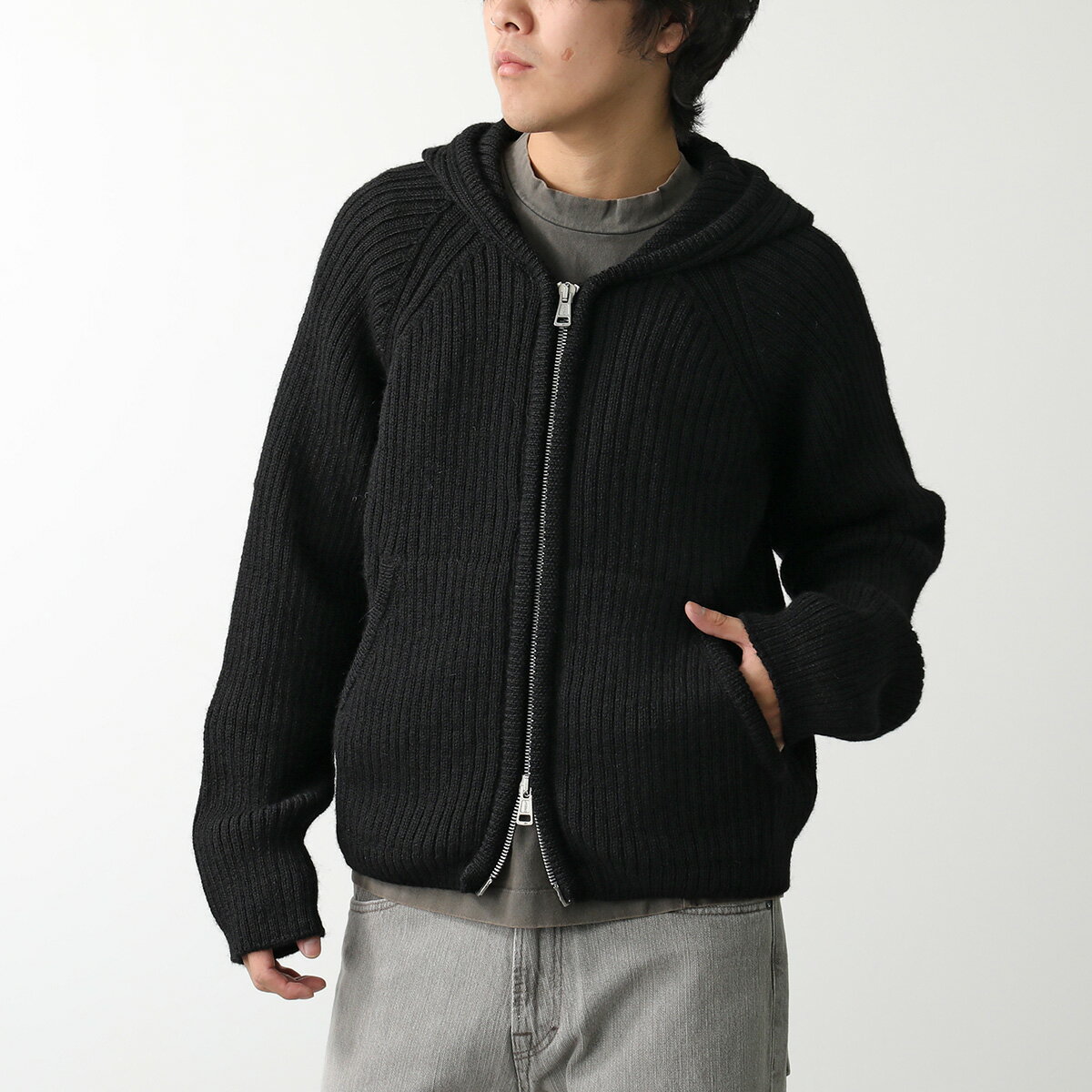 OUR LEGACY アワーレガシー フーディ LEVEL HOOD M4243LJ メンズ ジップアップパーカー ウール JET-BLACK-ISLES-WOOLのサムネイル