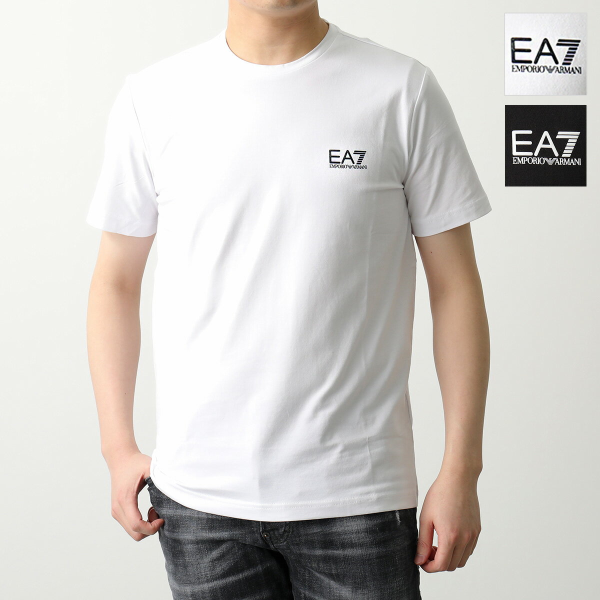 EA7 EMPORIO ARMANI エアセッテ エンポリオアルマーニ 半袖 Tシャツ 8NPT52 PJM5Z メンズ カットソー ロゴT クルーネック ストレッチ カラー2色