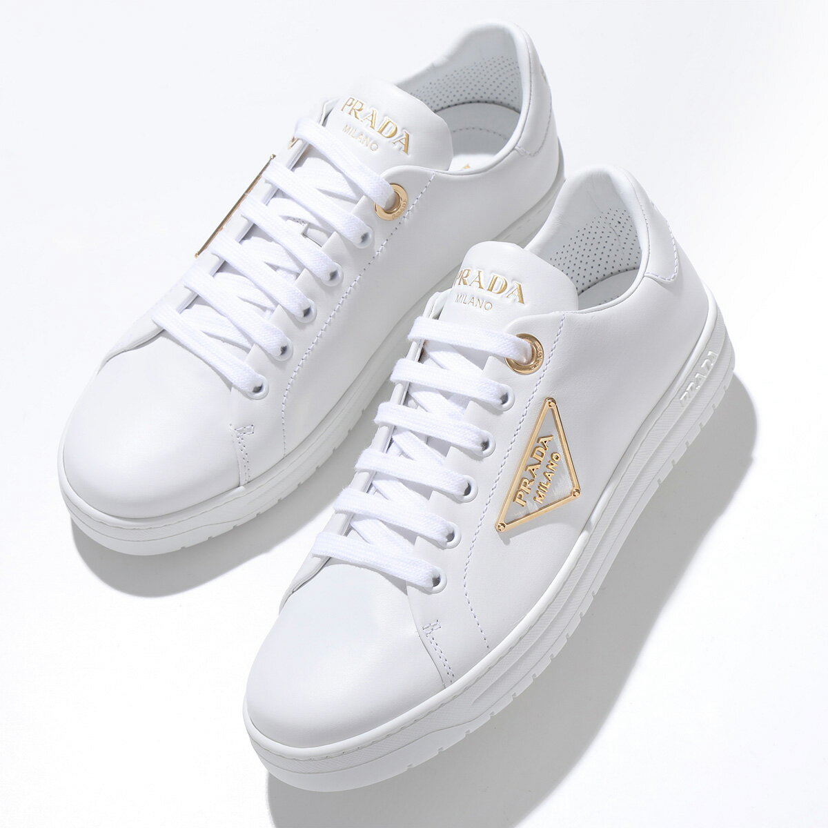 PRADA プラダ スニーカー 1E867M A21 レディース エッジレザー トライアングルロゴ ローカット シューズ 靴 F0009/BIANCOのサムネイル