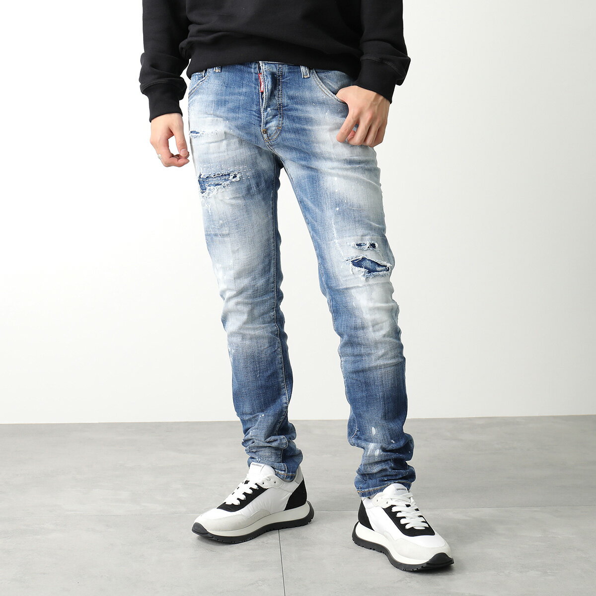 DSQUARED2 ディースクエアード ジーンズ LIGHT SURFER WASH S71LB1183 S30342 メンズ デニム ダメージ加工 ウォッシュ ストレッチコットン ロゴ 470【cp_ten】