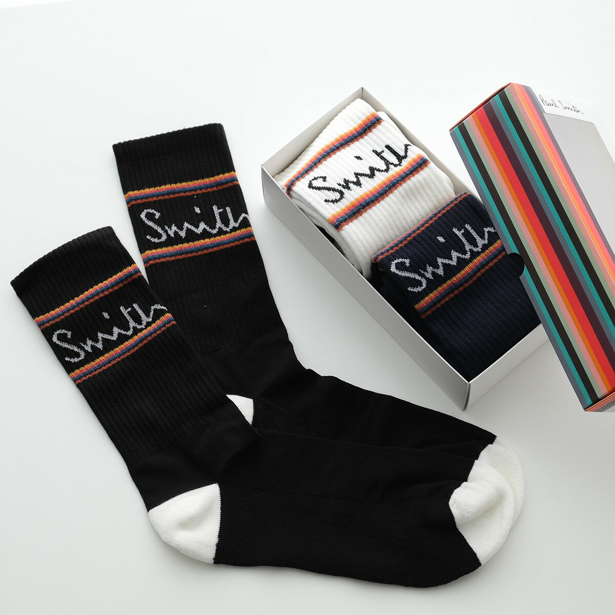 Paul Smith ポールスミス ハイソックス M1A SOCK GF639 メンズ【3点セット】ロゴ マルチストライプ 靴下 1A