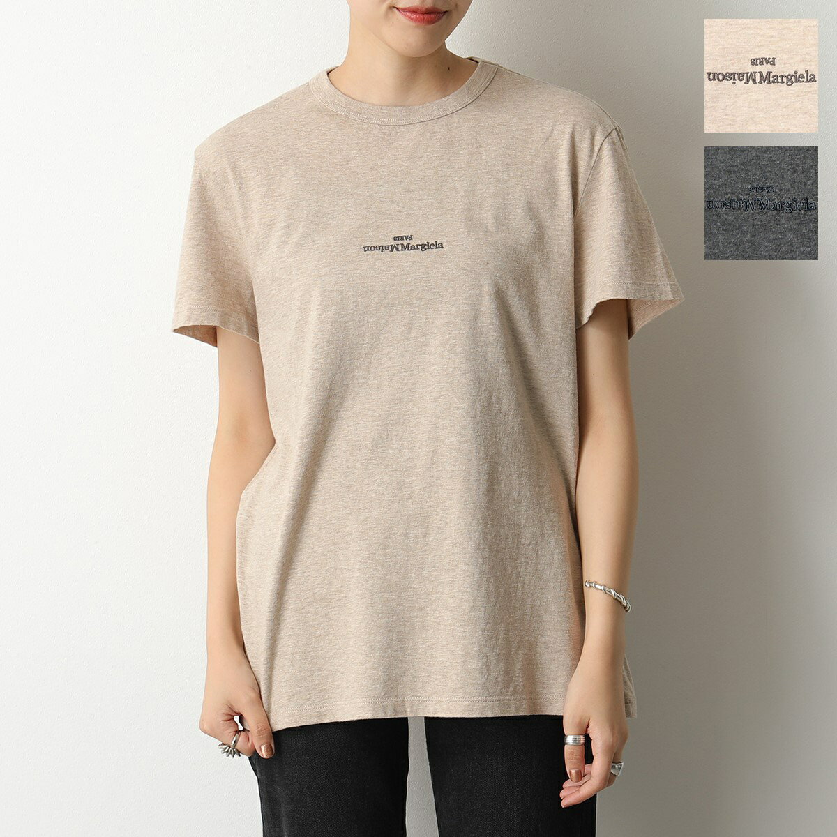 【委】MAISON MARGIELA マルジェラ Tシャツ S50GC0659 S23984 レディース カットソー クルーネック 半袖 ちびロゴ ロゴ刺繍 カラー2色のサムネイル