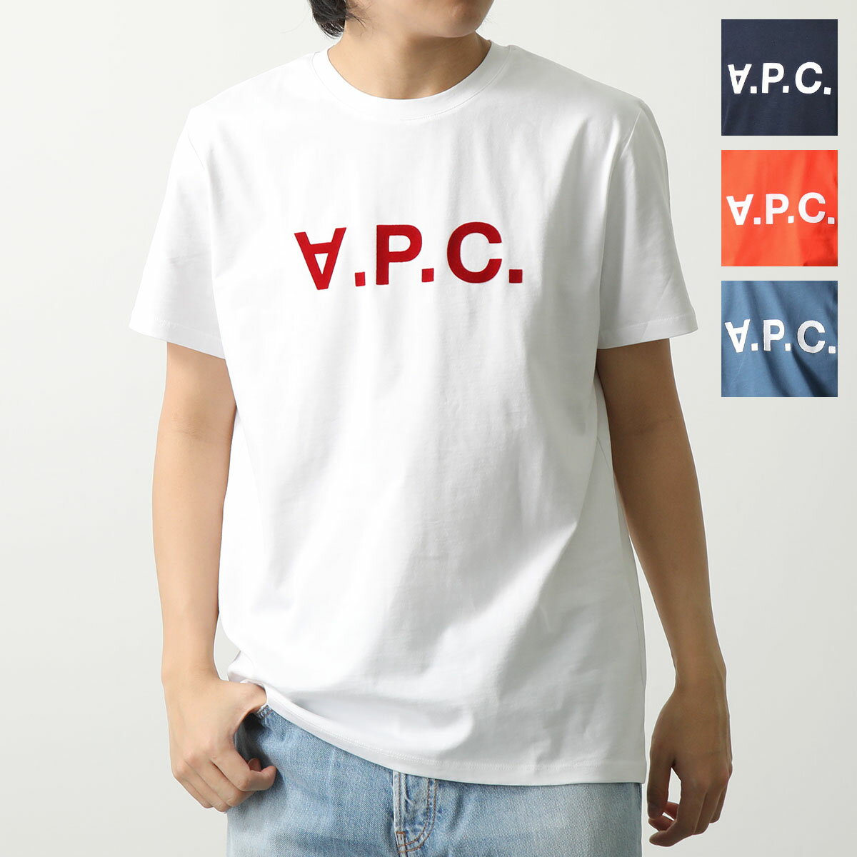 APC A.P.C. アーペーセー Tシャツ VPC COBQX H26943 メンズ クルーネック 半袖 カットソー ロゴT フロッキープリント カラー3色のサムネイル