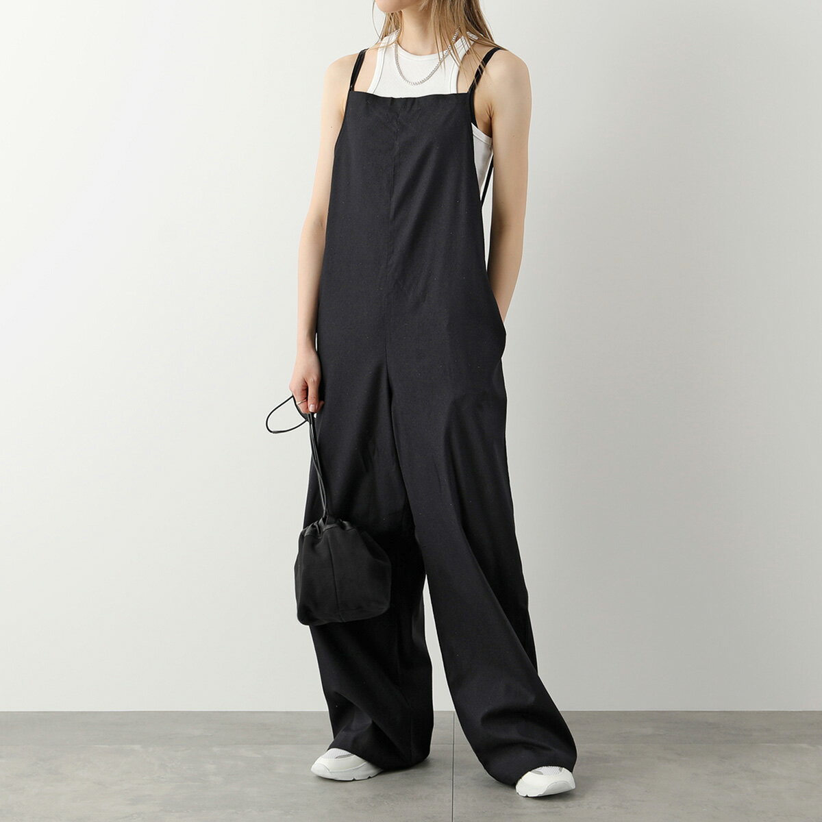 BASERANGE ベースレンジ サロペット YUMI JUMPSUIT JUYU WS 000 レディース シルク オールインワン ジャンプスーツ ワイド BLACK