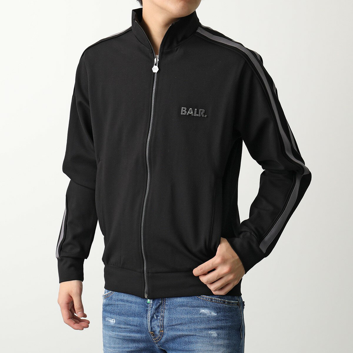 BALR. ボーラー トラックジャケット Louis Slim Crossing Tape Track B1387.1009 メンズ ジップアップ パーカー ジャージ ストレッチ メタルロゴ JetBlack