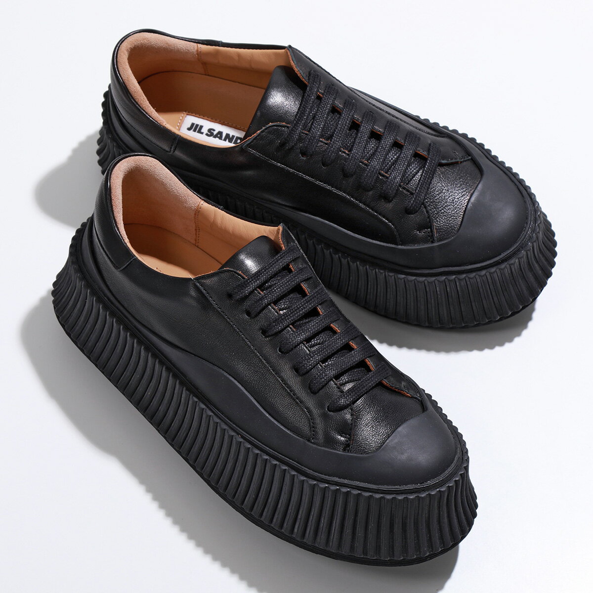 JIL SANDER ジルサンダー スニーカー J15WS0002 P5057 レディース レザー 厚底 チャンキーソール ローカット ラウンドトゥ ロゴ レースアップ 靴 001/BLACKのサムネイル