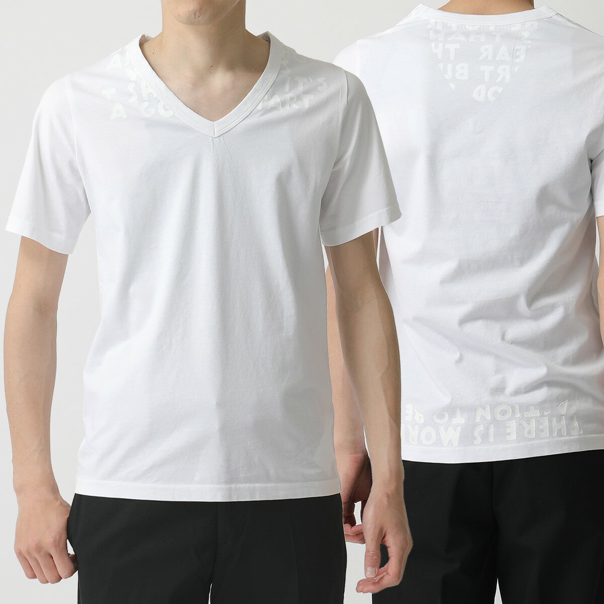 【500円OFFクーポン対象！24日〜25日限定】MAISON MARGIELA メゾンマルジェラ S30GJ0007 S20299 AIDS Charity エイズT チャリティ Vネック 半袖 Tシャツ カットソー 971 メンズ