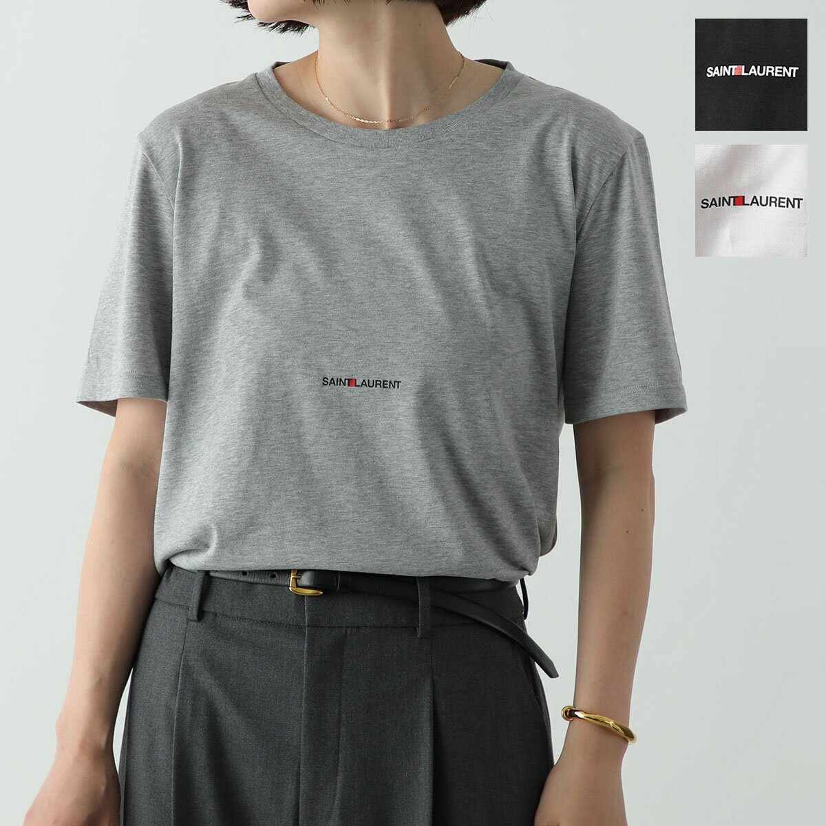 SAINT LAURENT PARIS サンローラン Tシャツ 464572 YB2DQ レディース クルーネック ちびロゴT 半袖 カットソー 丸首 カラー2色のサムネイル
