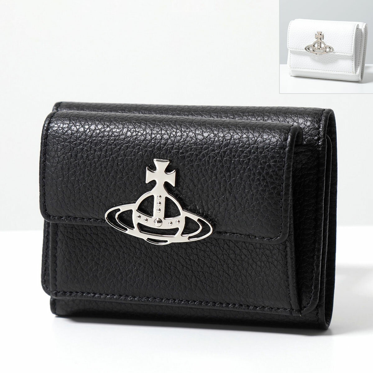 Vivienne Westwood ヴィヴィアンウエストウッド 三つ折り財布 RE-VEGAN SMALL FLAP PURSE 52010013U S000D レディース メタルオーブ N403/BLACK