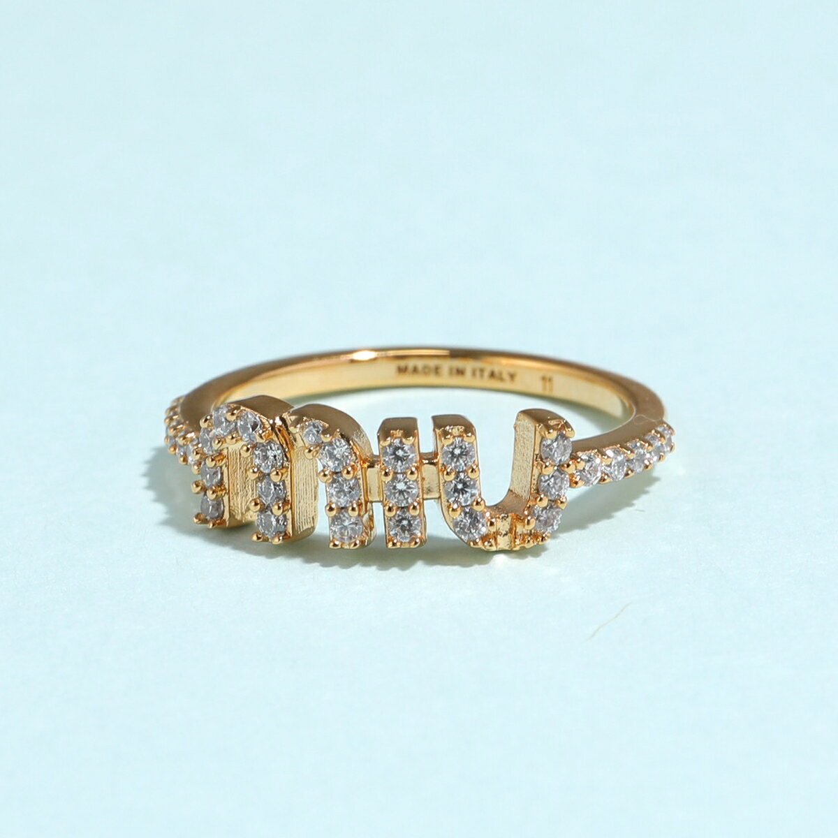 MIUMIU ミュウミュウ リング 5JA091 2DNC レディース ロゴ 指輪 アクセサリー クリスタル装飾 F0NXA/ORO+CRYSTALのサムネイル