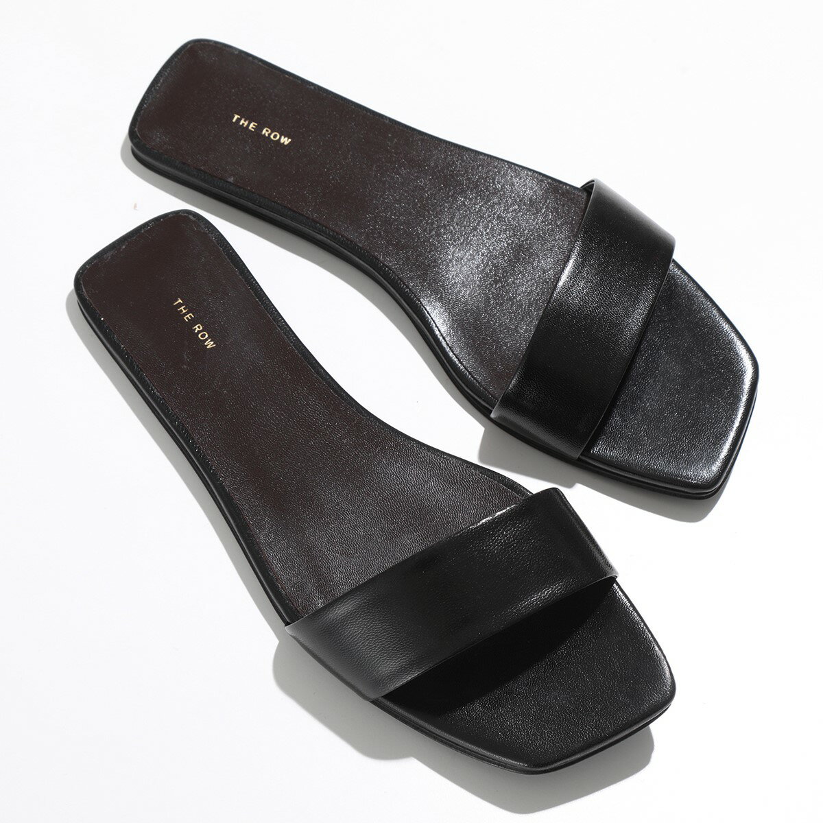 THE ROW ザ・ロウ フラットサンダル Chocolate Flat チョコレート フラット F1344 L35 レディース スライドサンダル スクエアトゥ レザー 靴 BLACK【cp_ten】のサムネイル