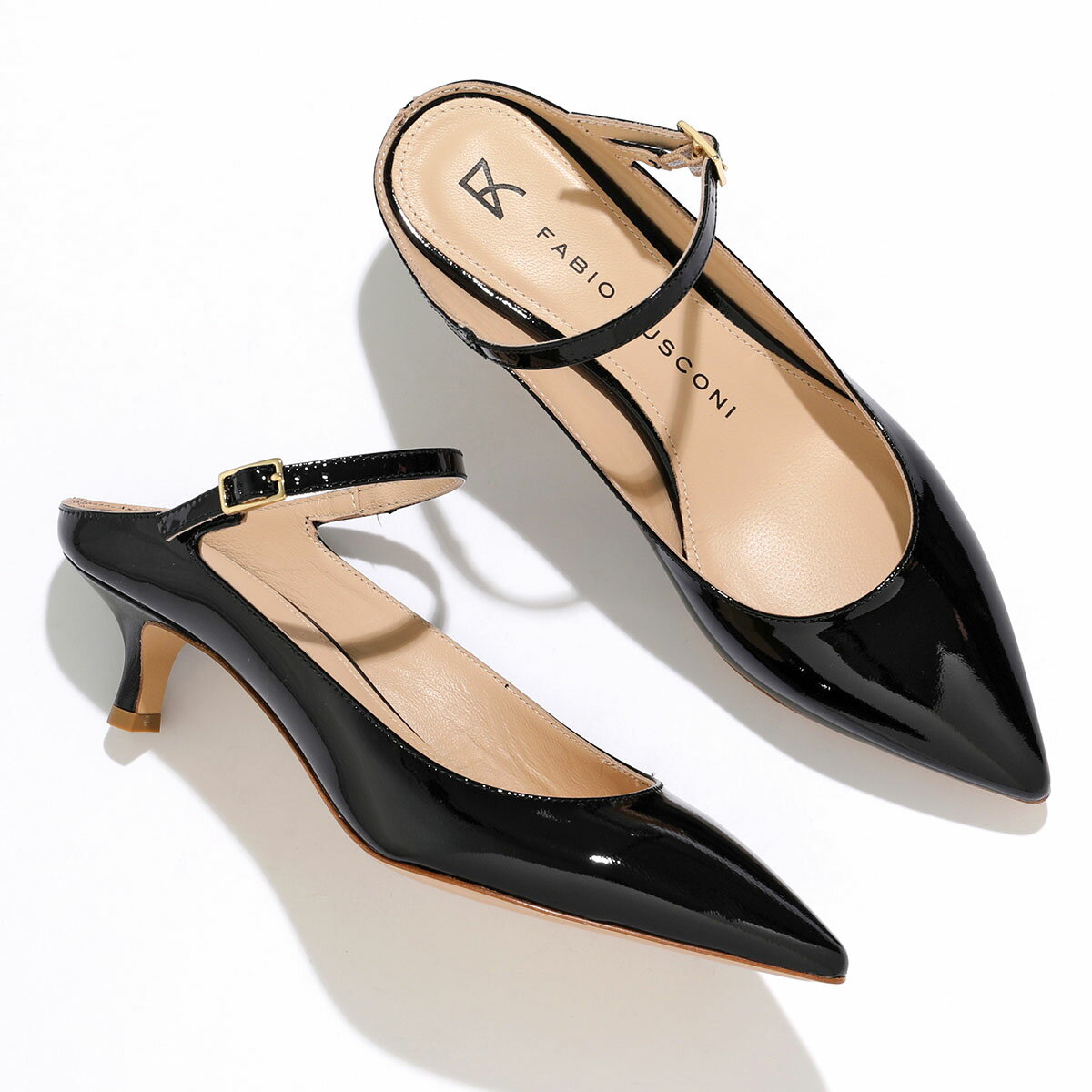 FABIO RUSCONI ファビオルスコーニ メリージェーンパンプス E-2003-SASSUOLO VERNICE レディース レザー パテント ポインテッドトゥ ミュール 靴 NERO 【po_fivee】 【dc_kikaku】のサムネイル