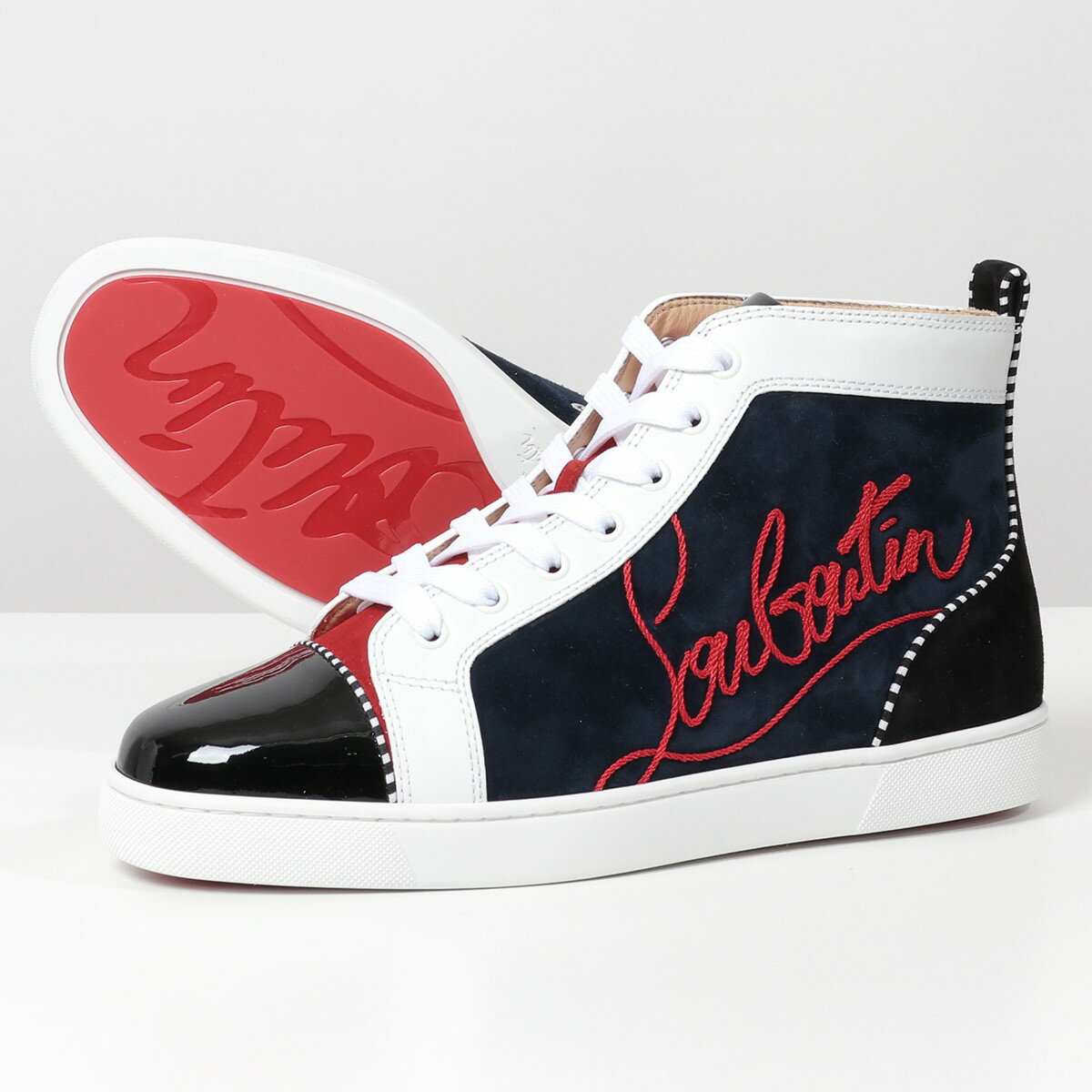 Christian Louboutin クリスチャンルブタン 1200894 Navy Louis 刺繍 スニーカー ハイカット シューズ 靴 CMA3/VERSION-MULTI メンズのサムネイル