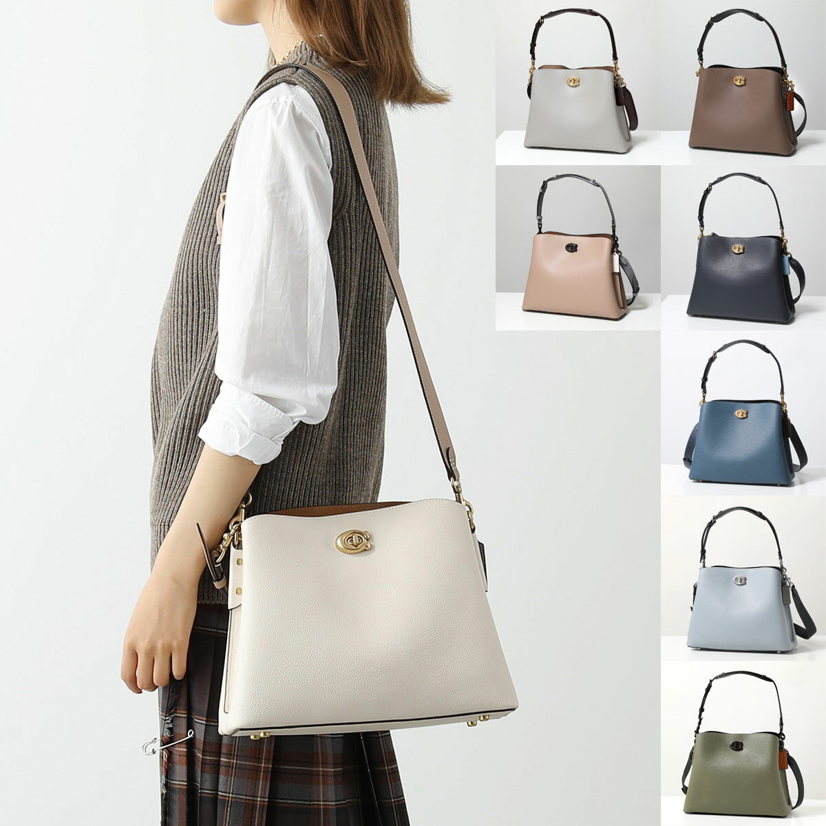 ハンドバッグ COACH コーチ ショルダーバッグ Willow Shoulder C2590 レディース トートバッグ ハンドバッグ カラーブロック レザー クロスボディ 鞄 カラー8色【po_sannn】