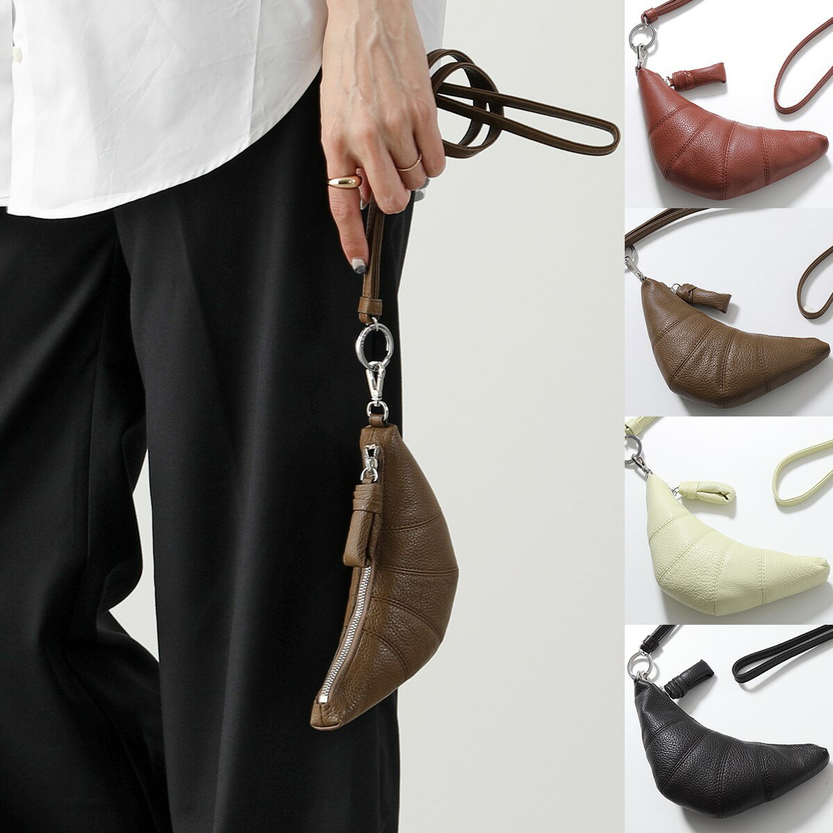 Lemaire ルメール ネックポーチ CROISSANT COIN PURSE NECKLACE クロワッサン コインケース ネックレス AC1015 LL0018 レディース レザー ステッチ カラー4色のサムネイル
