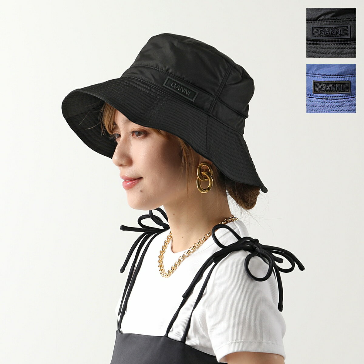 GANNI ガニー バケットハット Bucket Hat A4735 5829 A4595 5876 レディース ロゴ ワイドブリム つば広 帽子 カラー2色【po_saan】のサムネイル