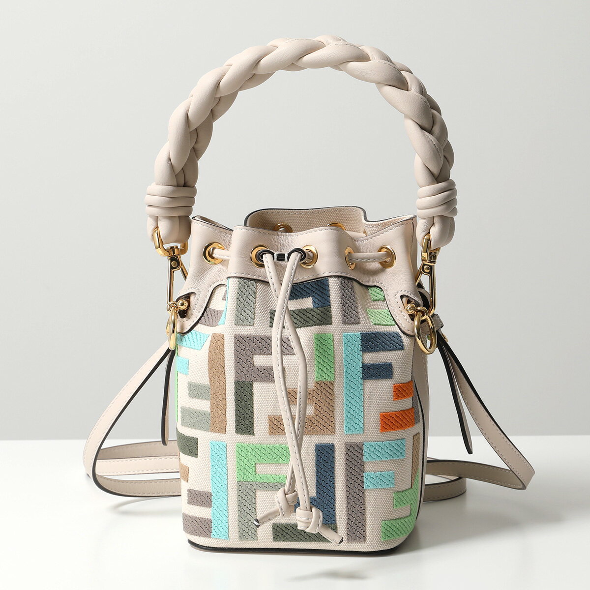 FENDI フェンディ ショルダーバッグ MINI MON TRESOR モン トレゾール 8BS010 ANXC レディース FFロゴ刺繍 ハンドバッグ 鞄 F1LG6/GREZZO+MULTICOLORのサムネイル