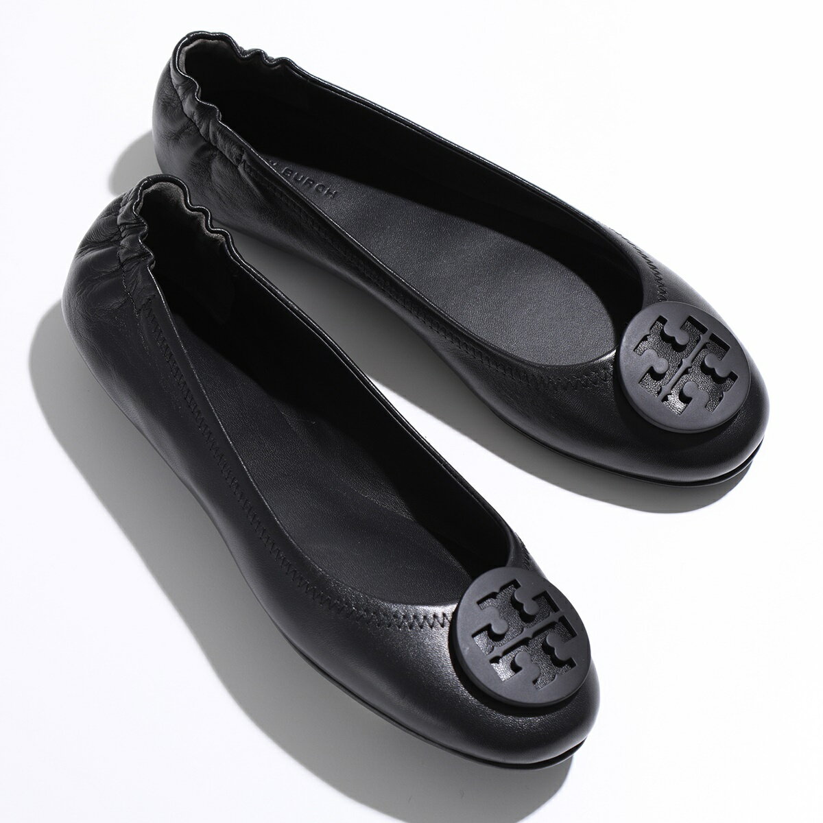 TORY BURCH トリーバーチ 49350 MINNIE TRAVEL BALLET WITH METAL LOGO フラットパンプス バレエシューズ ロゴ レザー 006/PerfectBlack 靴 レディース