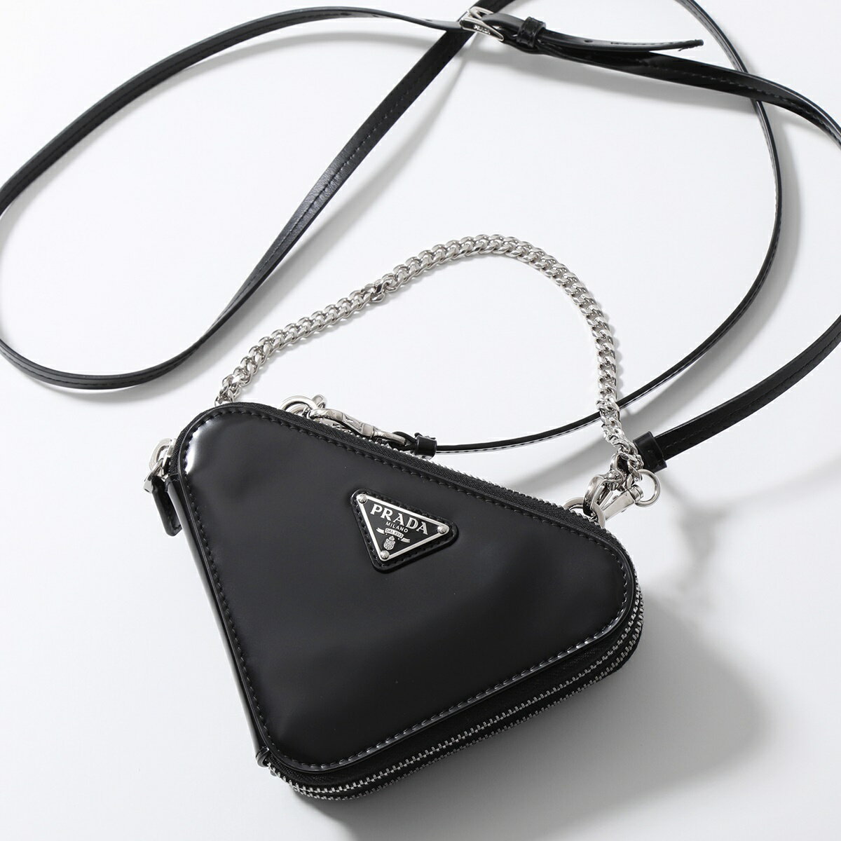 PRADA プラダ ショルダーバッグ MINI CONTENITORI 1NR015 ZO6 レディース レザー トライアングル メタルロゴ ハンドバッグ ミニバッグ 鞄 F0002/NERO【po_fifth】